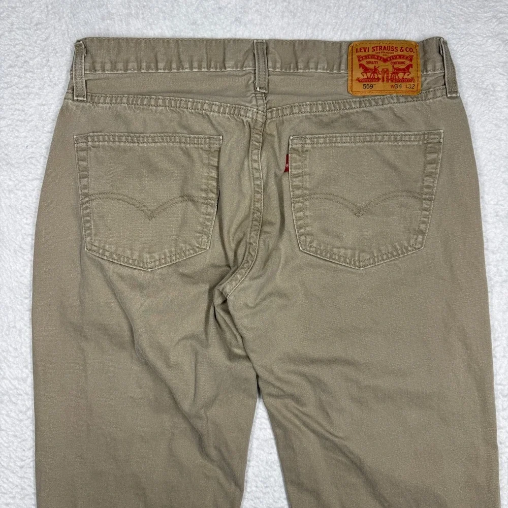 Levis 559 Relaxed Straight Jeans Tan‎ Khaki Pants Men's Size 34x32